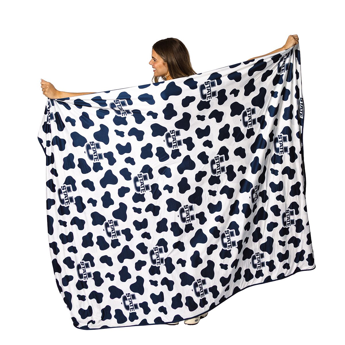 Beddy's cow print roamer blanket blue and white